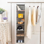 BrilliantJo 6 Shelves Hanging Closet Organizer, 2 Pack Hanging Storage with 4 Side Pockets for Clothes Shoes, 43.5"x12"x12"(G
