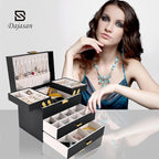 Dajasan Jewelry Organizer Box, Large Jewelry Boxes for Women Girls, Space-Saving 4 Layers Jewelry Storage Case with Drawer, M