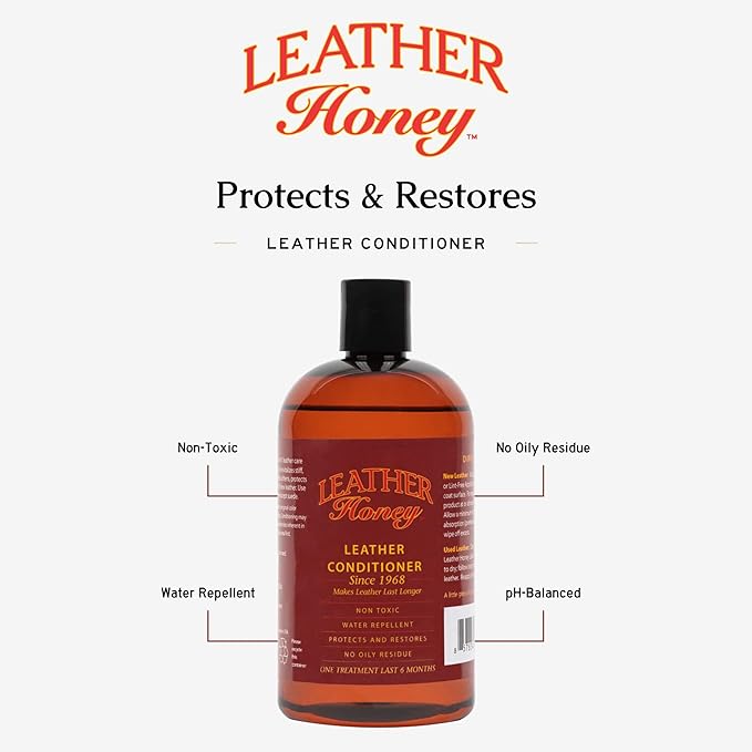 Leather Honey Best Leather Conditioner Since 1968. For Use on Leather Apparel, Furniture, Auto Interiors, Shoes, Bags and Acc
