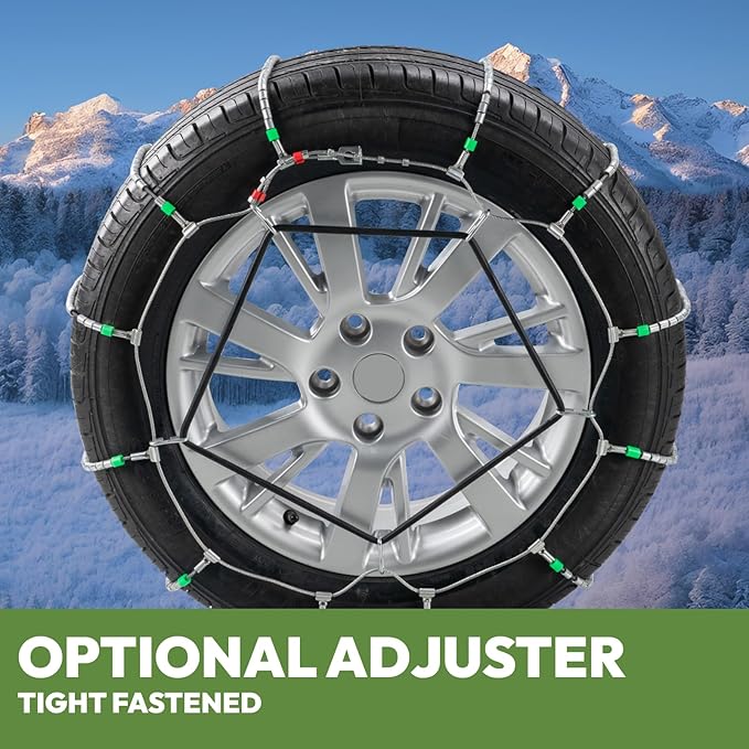 Snow Chains for Car and SUV,Cable Tire Chain,Compatible with Tire Width 195 205 215 225 235 235 MM - Set of 2