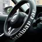 Getaway Car Leather Steering Wheel Cover - 15-inch Universal Microfiber- Soft & Breathable & Silicone Anti Slip Auto Steering