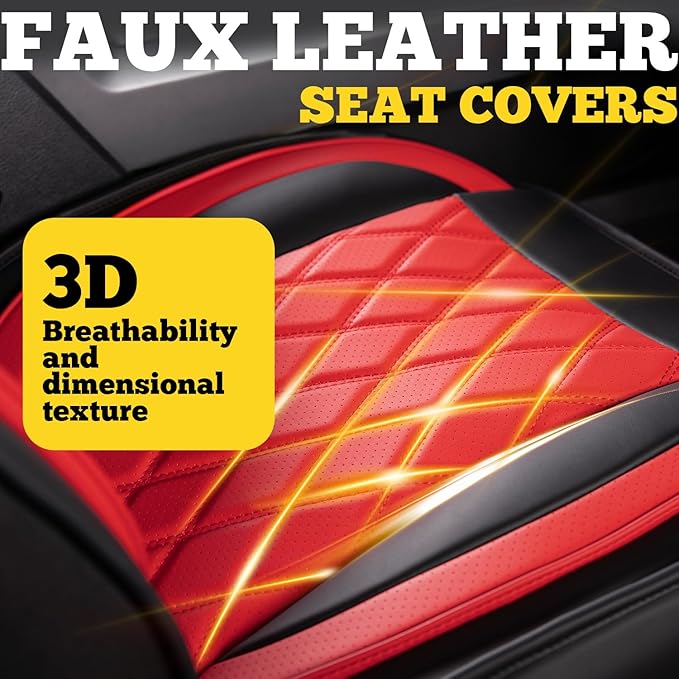 LINGVIDO Car Seat Covers Full Set (5 Seats) - Premium Perforated Nappa Leather, Waterproof Shield, Omni-Adapt Fit SUVs Sedans