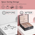 BEWISHOME Jewelry Box Organizer, 2-Layer Necklace Organizer Box, Modern Style Necklace And Bracelet Storage Case, Necklace Ca