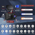 Dash Cam Front and Rear, 4K HD Dash Cam for Cars Built-in WiFi, Car Camera with Night Vision, 64GB Card, 170°Wide Angle, WDR, 3" IPS Screen, Loop Recording, G-Sensor, 24 H P Monitor (K26)