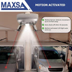 Maxsa 37314 Park Right Dual Laser Parking Guide for Garage with Adjustable 360-Degree Lasers, Motion Activated with LED Light, AC Adapter and Battery Backup, Car and SUV Parking Guide, Silver