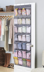 MISSLO 28 Large Pockets Hanging Shoe Rack Door Shoe Organizer Hanging Shoe Storage Hanger for Closet Mesh Holder, Grey
