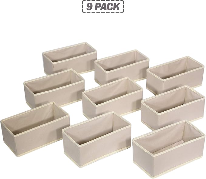 DIOMMELL 9 Pack Foldable Cloth Storage Box Closet Dresser Drawer Organizer Fabric Baskets Bins Containers Divider for Clothes