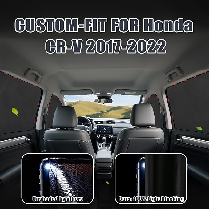 ZATOOTO Car Window Shades for Honda CR-V 2017-2022, 4 Pcs Magnetic Car Window Covers - 100% Block Light Privacy Curtains, Side Window Sun Shade for Baby Breastfeeding, Sleeping, Camping