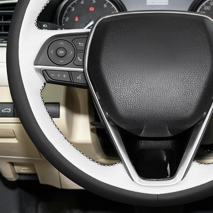 MEWANT Hand Sewn 3D Style Steering Wheel Cover for Toyota Camry 2018-2019/Toyota Avalon 2019/Toyota Corolla 2019-2020/Toyota RAV4 2019 Steering Wheel Accessories