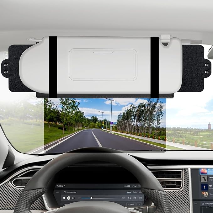 Veharvim Sun Visor Extender for Car with 2 Side Sunshade, Polarized UV400 Visor Extender Attachment for Car Visor with PC Lens,Anti-Glare for Safe Driving (2 Side Panel)