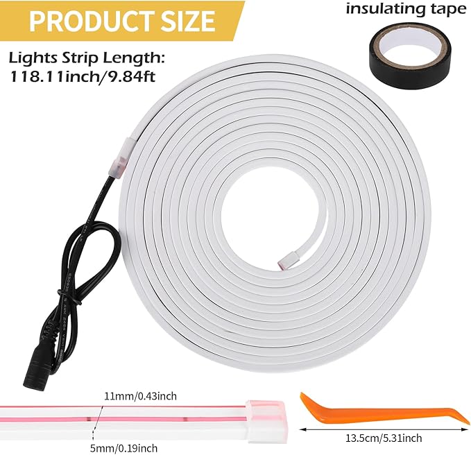 HOLDCY Car LED Strip Lights - Trunk Cargo Ambient Lighting, Warm Yellow 3500K, 118.11 inches Flexible Cuttable LED Light Strip, Easy Install, Waterproof, Universal Fit for Car Trunks, SUVs, and Vans