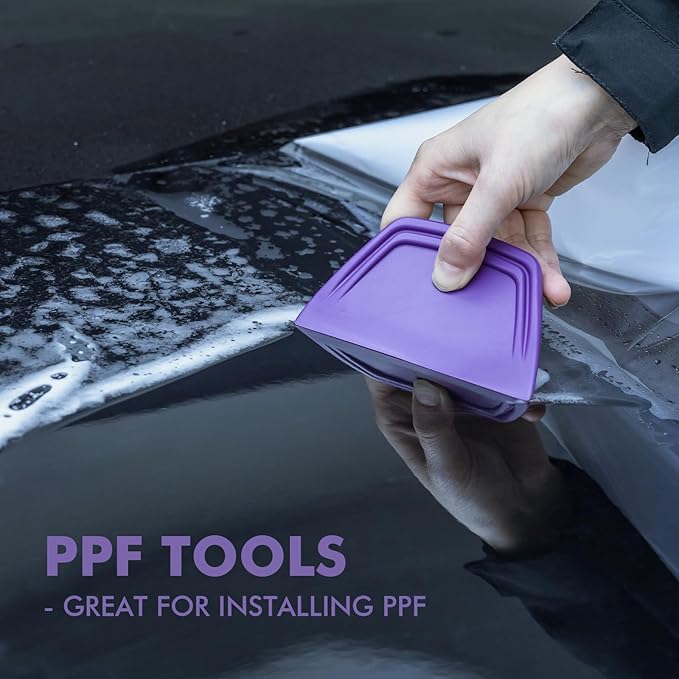 FOSHIO 2-Pack Purple PPF Squeegees, TPU Squeegee for Vinyl Car Window Tint Tools with Angled Blade for Bubble-Free Application, Paint Protection Film, Vinyl Wrap, Wallpaper Installation