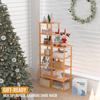 MHXW SXPN Bamboo Free Standing Shoe Rack Shelf Multi Tier Tall Wooden Stackable Shoes Rack Organizer for Closet Front Door En