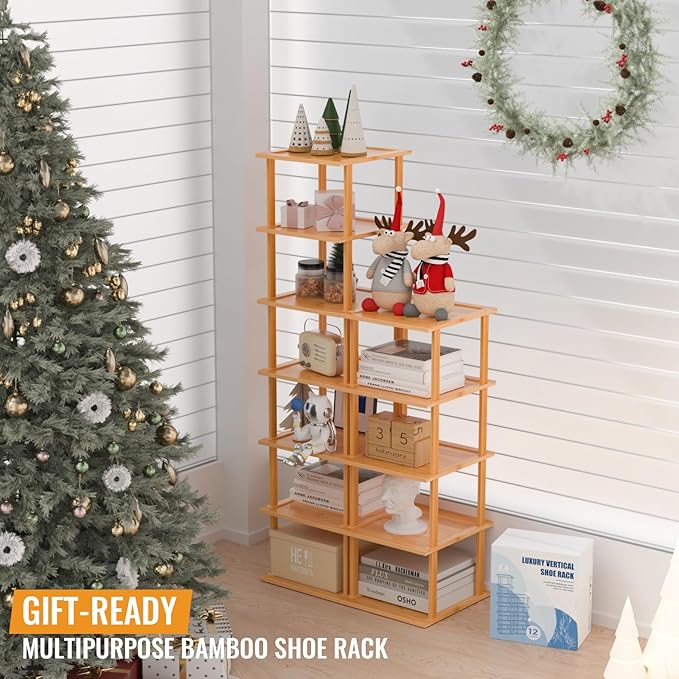 MHXW SXPN Bamboo Free Standing Shoe Rack Shelf Multi Tier Tall Wooden Stackable Shoes Rack Organizer for Closet Front Door En