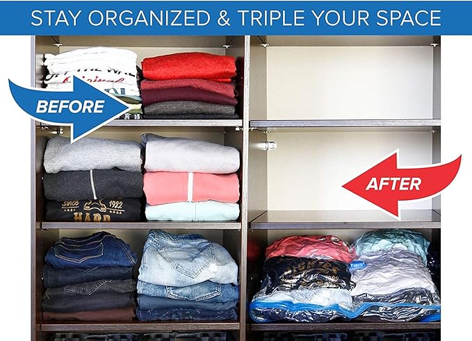 6 Pack Combo Extra Large and Jumbo Double Seal Waterproof Vacuum Storage Bags x3 (52"x39"in) and x3 (52"x47"in) Bags - Airtig
