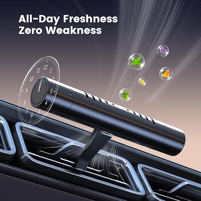 2Pcs Car Air Freshener Vent Clips, Car Diffuser Essential Oils Kit with 5 Different Essential Oils (0.34oz Each) & 12 Refill 