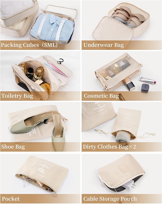 Packing Cubes 11 PCS, Mesh Breathable Luggage Organizers Bags, Packing Organizers, Durable Travel Essentials Bags Set, Travel