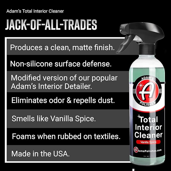 Adam's Polishes Total Interior Cleaner & Protectant, Quick Detailer & SiO2 Protection, Ceramic Infused, Anti-Static, OEM Fini