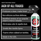 Adam's Polishes Total Interior Cleaner & Protectant, Quick Detailer & SiO2 Protection, Ceramic Infused, Anti-Static, OEM Fini