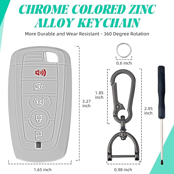 2 Pcs Silicone Key Fob Cover for Ford with Keychain, Soft Key Case Shell Full Protection for Explorer Fusion Escape Edge Expe