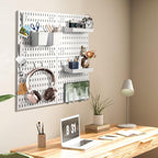 SHGJ&SOFT Peg Board Wall Organizer Panels, 22pcs - Includes 4 White Pegboards & Accessories, Plastic Pegboard for Home，Office