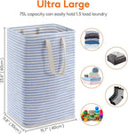 Lifewit 3 Pack Laundry Basket 80L Each, Collapsible Clothes Hamper with Reinforced Handles, Freestanding Waterproof Design fo