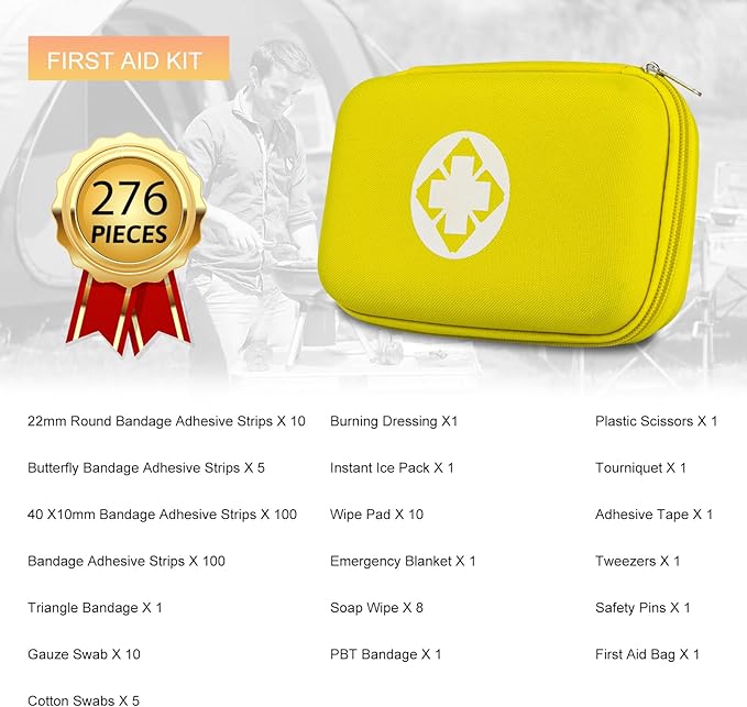 276PCS Hiking First Aid Kit for Home Personal Emergency Supplies Compact Bag for Backpack, First Aid Essentials Survival Kit 
