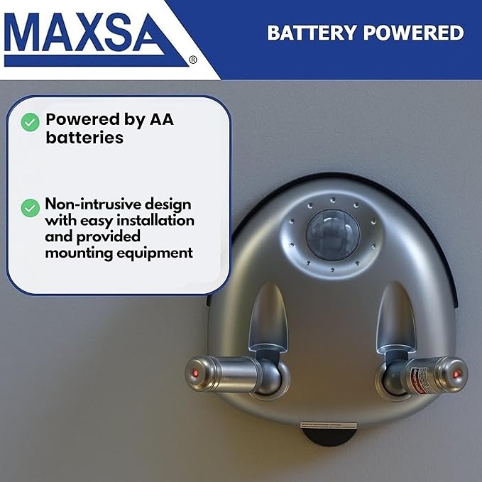 Maxsa 37110 Park Right Dual Laser Parking Guide for Garage with Adjustable 360-Degree Lasers, Motion Activated, Battery Power