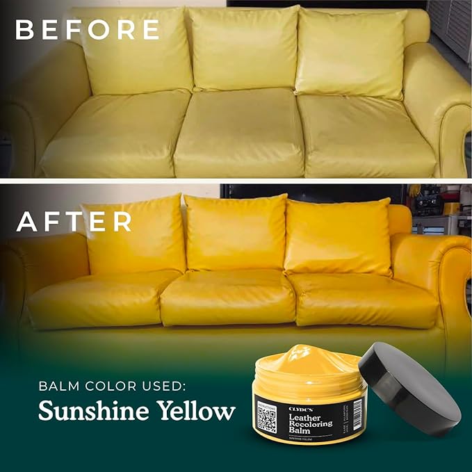 Clyde's™ Recoloring Balm | Non-Toxic Material Dye & Restorer for Furniture, Car Seats, & More | 23 Colors (Yellow, 50ML)