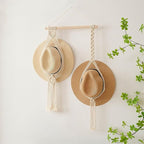 Tissting Macrame Hat Hangers Boho Hat Rack for Wall Hat Holder Display Organizer Bobo Hanging Hat Organizer Storage for Wide 