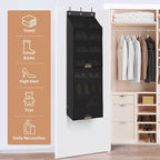 STORAGE MANIAC Over the Door Shoe Organizer with Curtain Dustproof Heavy-Duty Large Deep Pocket Hanging Shoe Organizer for Cl