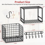 TomCare 2 Pack Garage Shelving Heavy Duty Garage Storage Shelves with Wire Baskets Laundry Room Shelves Wall Mounted shelving