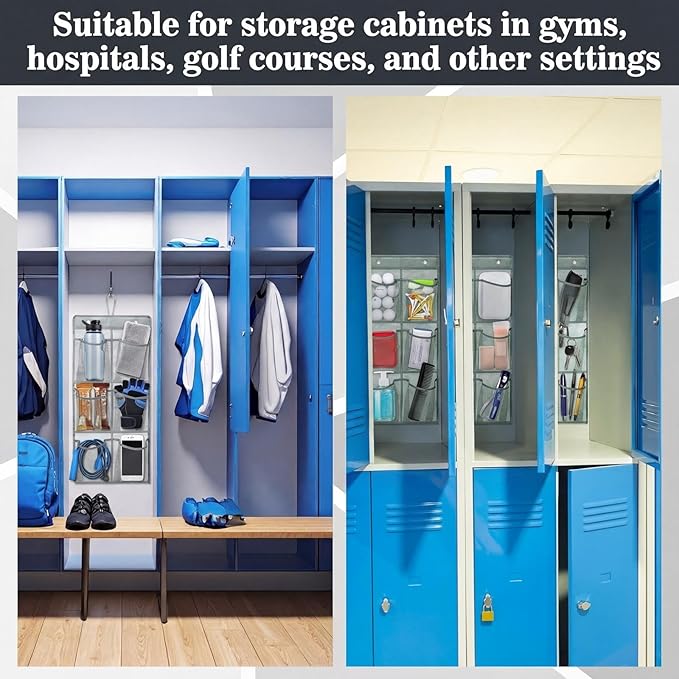 2 Pack Hanging Locker Organizer Wall Mounted Shoes Rack Cabinet Storage Bags with Adhesive Hooks Closet Hanging Space Saving 