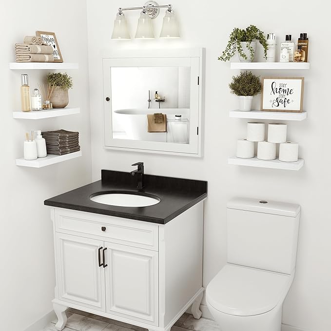 Vivelove 16 inch Floating Shelves for Wall, Bathroom Shelves Over Toilet, Wall Shelf for Bedroom, Living Room, Kitchen, Offic