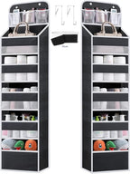 Over the Door Organizer Storage - 5 Tier Hanging Storage shelves Door Organizer with Pockets, Anti Tilt 44 lb Load Behind Doo