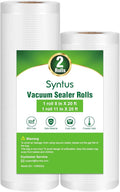 Syntus Vacuum Sealer Bags, 2 Pack 1 Roll 11" x 20' and 1 Roll 8" x 20' Commercial Grade Bag Rolls, Food Vac Bags for Storage,
