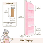 GRANNY SAYS Over the Door Organizer, 4-Shelf Behind the Door Storage with 6 Pockets, Waterproof 300D Oxford Fabric Hanging Or