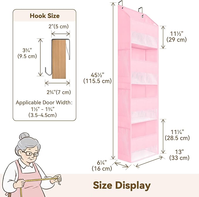 GRANNY SAYS Over the Door Organizer, 4-Shelf Behind the Door Storage with 6 Pockets, Waterproof 300D Oxford Fabric Hanging Or