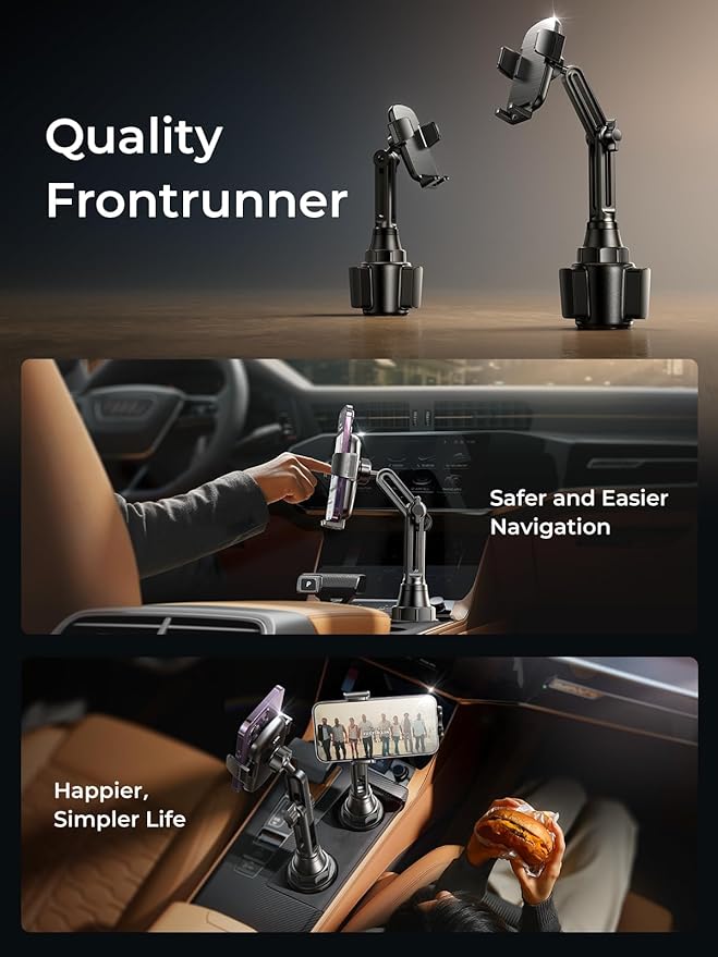 LISEN Upgraded Version Cup Holder Phone Holder 360° Adjustable Long Neck Car Phone Mount Golf Cart Phone Holder, Truck Jeep Accessories for iPhone 17 Air Pro Samsung Google and All 4-7'' Phone