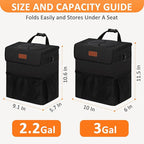 3 Gallons Car Trash Can with Lid, Bag Bin Hanging Waterproof Automotive Car Garbage Cans Leak Proof Vehicle Trash Can Black