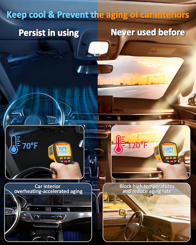 Windshield Sunshade for Lincoln Navigator 2025 2026 Sun Shade Car Windshield Accessories Upgrade 4 Layers Blocks UV Rays Custom Fit Navigator 240T Car Window Shades Front Windshield Keep Cool
