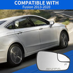 JINCHEN Passenger Side Mirror Glass for 2013 2014 2015 2016 2017 2018 2019 2020 Fusion, Heated Mirror Glass With Backing Plate DS7Z17K707B