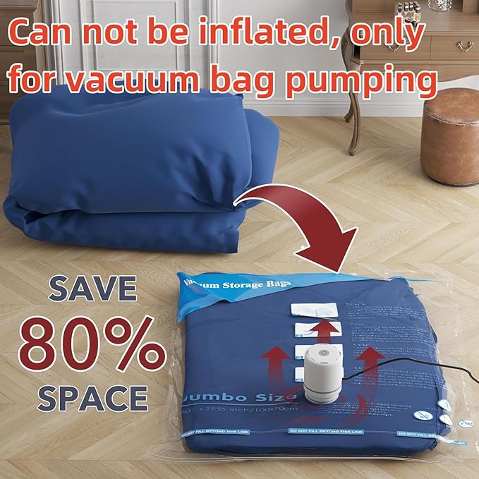 GONGSHI Vacuum Storage Bags, Space Saver Seal Bags For Clothing, Blankets, Comforters, Pillows, Clothes Storage,Travel Luggag