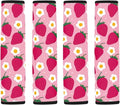 Forchrinse Pink Strawberry Floral Car Seat Belt Cover,4 Pack Car Seat Strap Cover Pad Travel Cushion,Soft Strap Shoulder Pad for Women Girls