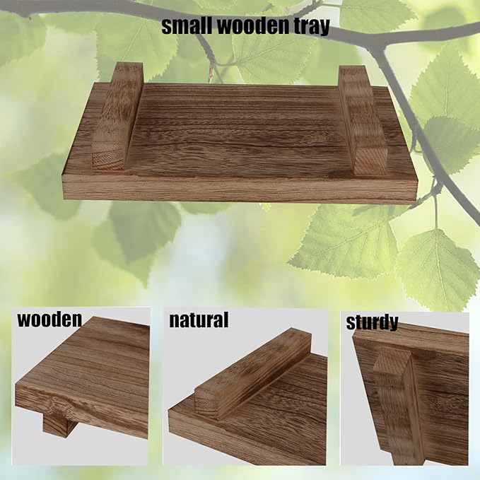 zoocatia Small Wood Tray Pedestal Stand Farmhouse Bathroom Decor Decorative Wooden Riser Kitchen Soap Dish Holder for Vanity,