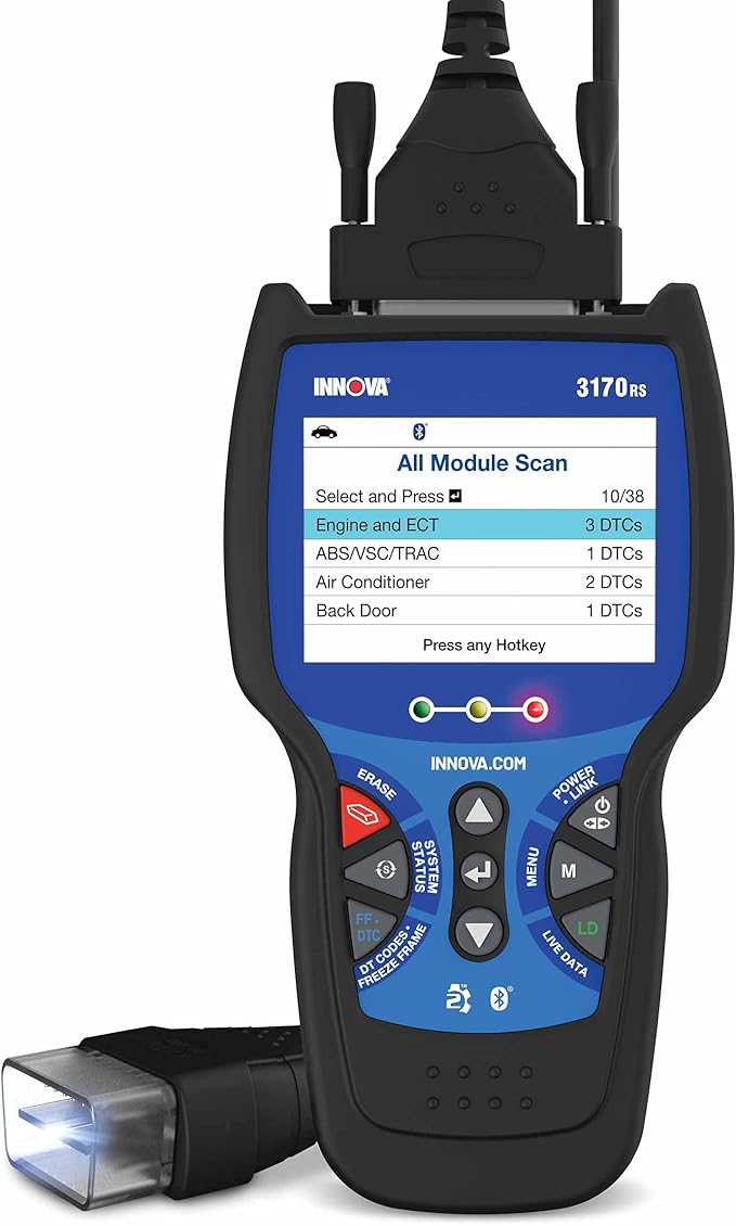 INNOVA 3170RS OBD1 & OBD2 Scanner, ABS Bleeder Scan Tool, OBD2 Diagnostic, Caliper Service, Brake Pad Life, Read/Erase ABS/SRS