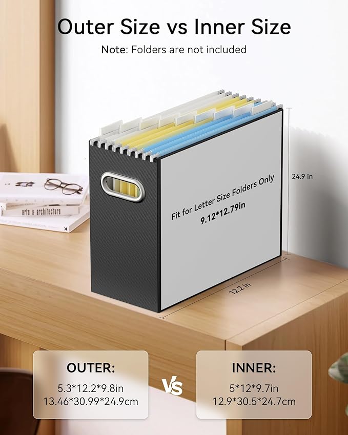 Oterri Cardboard File Organizer Box for Hanging File Folders Letter Size,File Box for Computer Desk,File Cabinet,Working Home