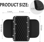 NBTEPEM Bling Car Center Console Cover, Leather Car Arm Rest Cover Cushion with 2 Storage Bags, Universal Automotive Armrest Protector Storage Box, Bling Accessories Interior for Most Vehicles (Black)