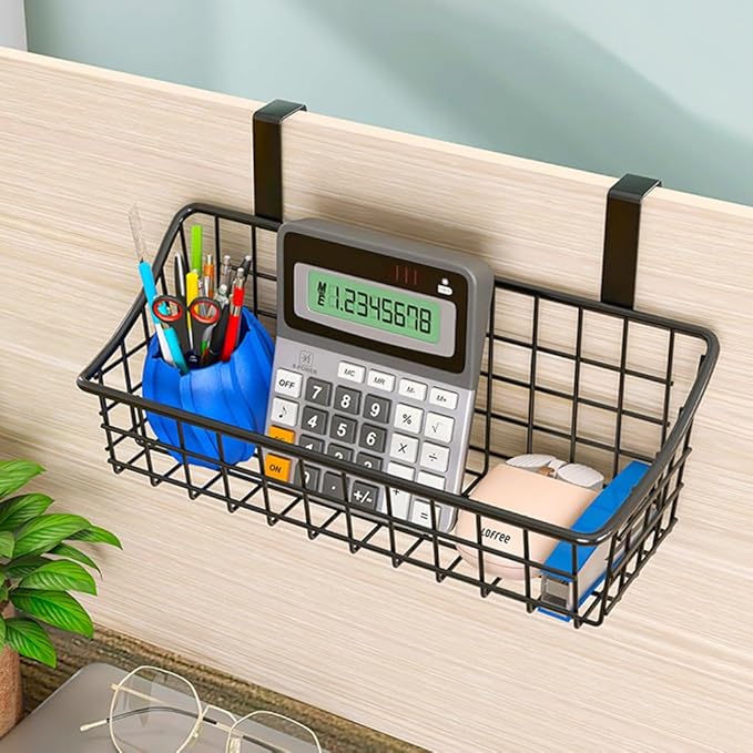 LeleCAT Over Cabinet Door Basket with hook Grid Storage Basket, Kitchen Storage Organizer,Over Cabinet Door Organizer,Hanging