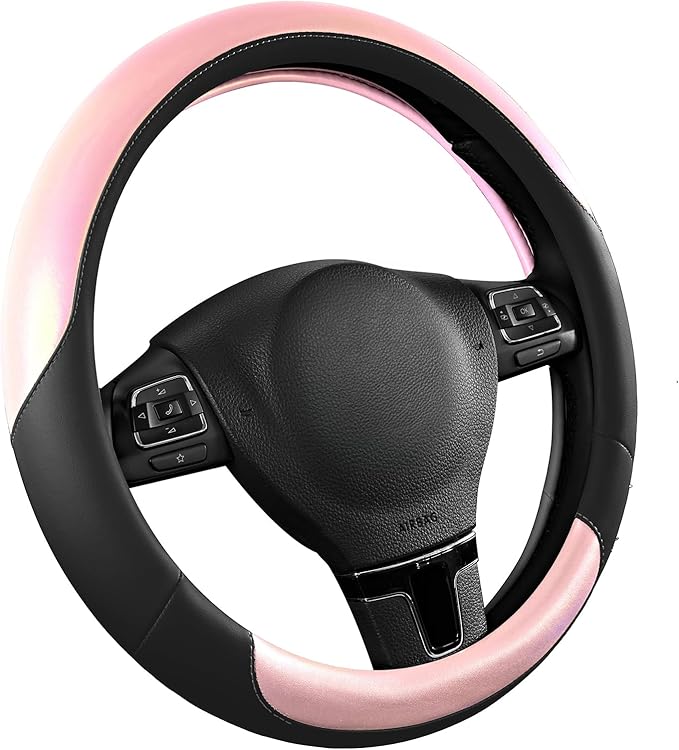 Road Comforts Steering Wheel Cover – Breathable Leather Steering Wheel Cover, Anti-Slip Grip, Universal Fit 14.5” to 15”, Hea